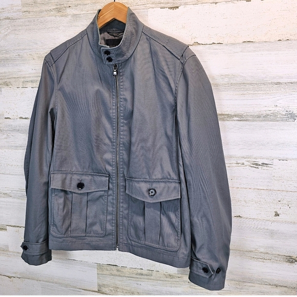 Banana Republic Men's Steel Gray Lightweight Safari Jacket Small Nylon Canvas - Picture 2 of 15